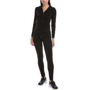 Marion Womens 2Pc Zip Hoodie & Legging Set, Black
